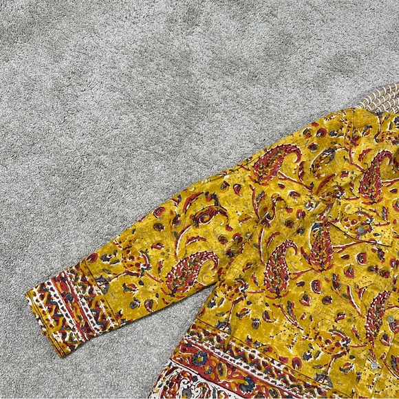 Sundance Women’s Button Down Shirt Longsleeve Floral Joy Boho Artsy in Yellow M - Picture 5 of 13